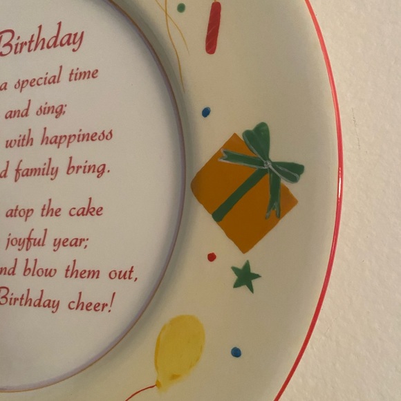 Cake Plate Happy Birthday Hand Painted Ceramic Celebration Collectible - Picture 9 of 12